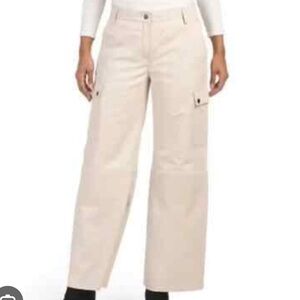 BOD & CHRISTENSEN real Leather Pants wide leg  cargo Patricia Cream size 6